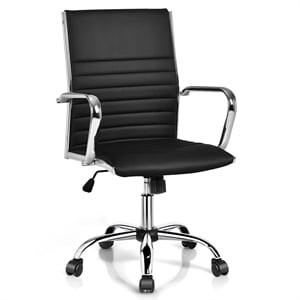 pu leather office conference chair high back w/armrests black