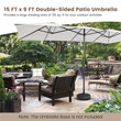 15FT Double Sided Large Patio Market Umbrella Twin Beige