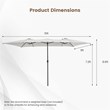 15FT Double Sided Large Patio Market Umbrella Twin Beige