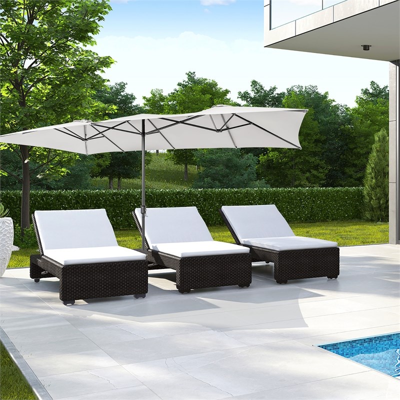 15FT Double Sided Large Patio Market Umbrella Twin Beige
