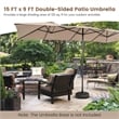 15FT Double Sided Large Patio Market Umbrella Twin Brown