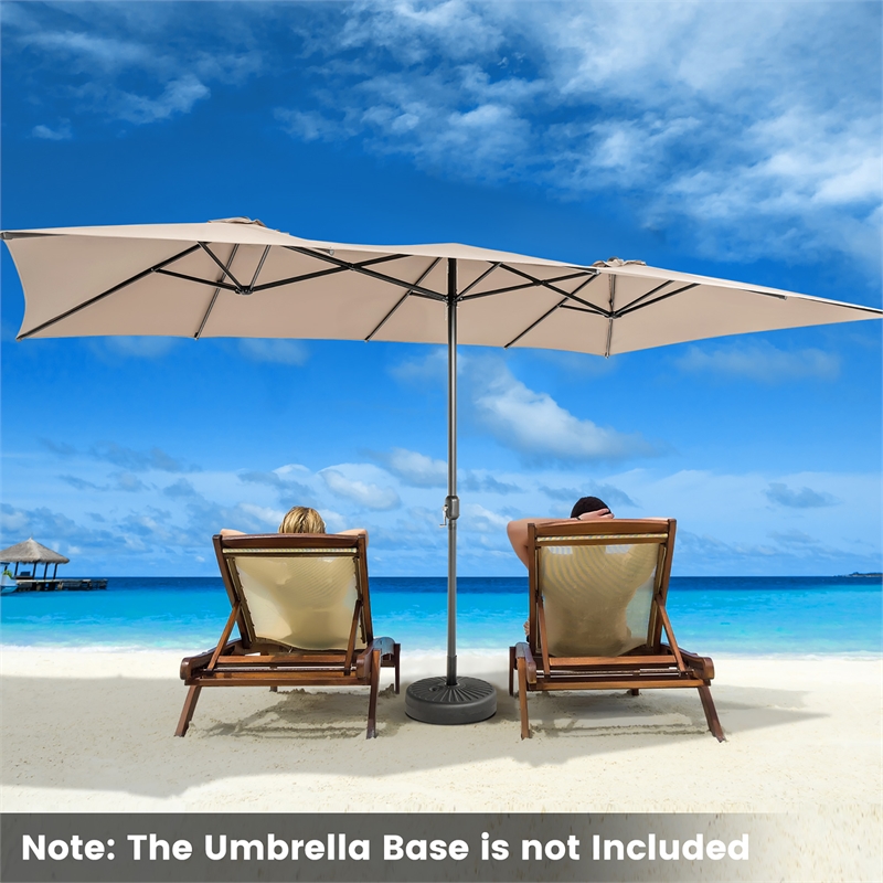 15FT Double Sided Large Patio Market Umbrella Twin Brown
