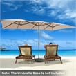 15FT Double Sided Large Patio Market Umbrella Twin Brown