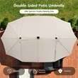 Outdoor 15FT Double-Sided Patio Umbrella w/LED Lights Beige