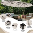 Outdoor 15FT Double-Sided Patio Umbrella w/LED Lights Beige