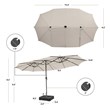 Outdoor 15FT Double-Sided Patio Umbrella w/LED Lights Beige