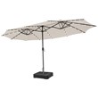 Outdoor 15FT Double-Sided Patio Umbrella w/LED Lights Beige
