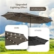 Outdoor 15FT Double-Sided Patio Umbrella w/LED Lights Brown