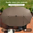 Outdoor 15FT Double-Sided Patio Umbrella w/LED Lights Brown