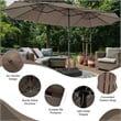 Outdoor 15FT Double-Sided Patio Umbrella w/LED Lights Brown