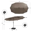 Outdoor 15FT Double-Sided Patio Umbrella w/LED Lights Brown