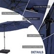 Outdoor 15FT Double-Sided Patio Umbrella w/LED Lights Navy