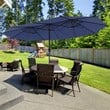 Outdoor 15FT Double-Sided Patio Umbrella w/LED Lights Navy