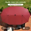 Outdoor 15FT Double-Sided Patio Umbrella w/LED Lights Wine