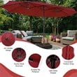 Outdoor 15FT Double-Sided Patio Umbrella w/LED Lights Wine