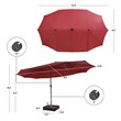 Outdoor 15FT Double-Sided Patio Umbrella w/LED Lights Wine