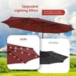 Outdoor 15FT Double-Sided Patio Umbrella w/LED Lights Wine