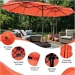 Outdoor 15FT Double-Sided Patio Umbrella w/LED Lights Orange