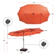 Outdoor 15FT Double-Sided Patio Umbrella w/LED Lights Orange