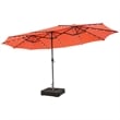 Outdoor 15FT Double-Sided Patio Umbrella w/LED Lights Orange