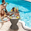 8 Gallon 3 in 1 Patio Rattan Cooler Bar Table Adjust Ice Bucket Brown
