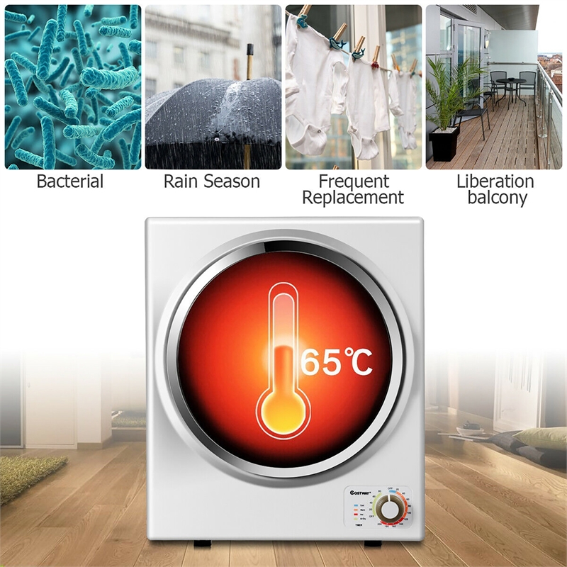 Electric Tumble Cloth Dryer Stainless Steel Wall Mounted White