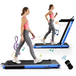 superfit up to 7.5mph 2.25hp single display screen treadmill blue