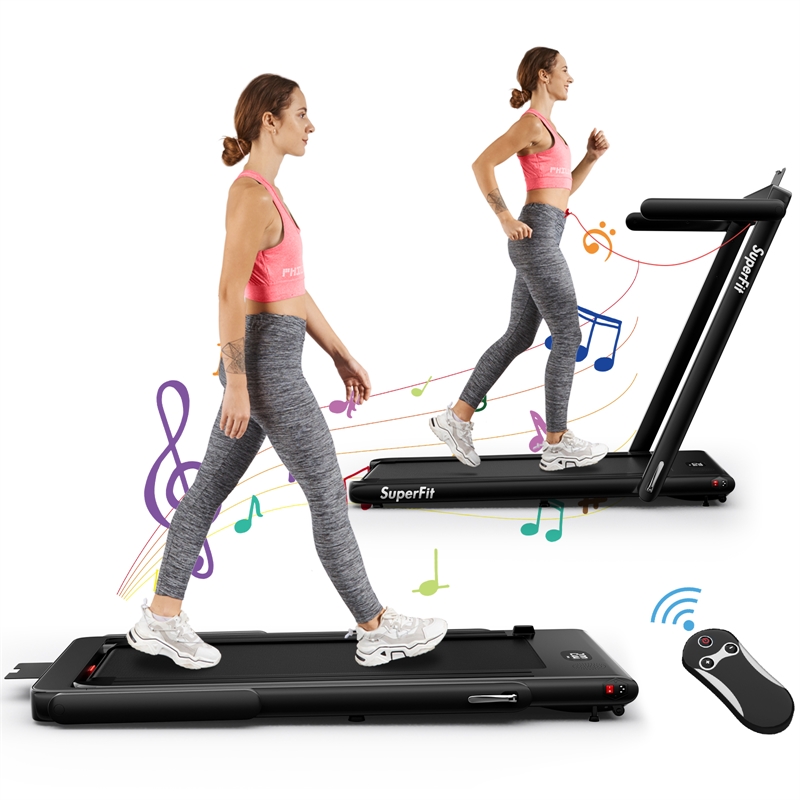 SuperFit Up To 7.5MPH 2.25HP Single Display Screen Treadmill Black