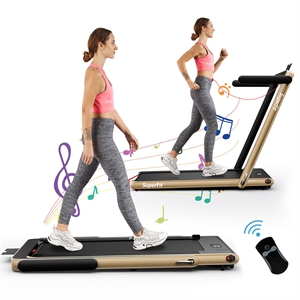 superfit up to 7.5mph 2.25hp single display screen treadmill yellow