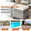 2PCS Patio Rattan Cushioned Ottoman Seat  Foot Rest Beige