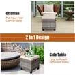 2PCS Patio Rattan Cushioned Ottoman Seat  Foot Rest Beige