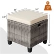 2PCS Patio Rattan Cushioned Ottoman Seat  Foot Rest Beige