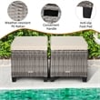 2PCS Patio Rattan Cushioned Ottoman Seat  Foot Rest Beige