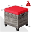 2PCS Patio Rattan Cushioned Ottoman Seat  Foot Rest Red