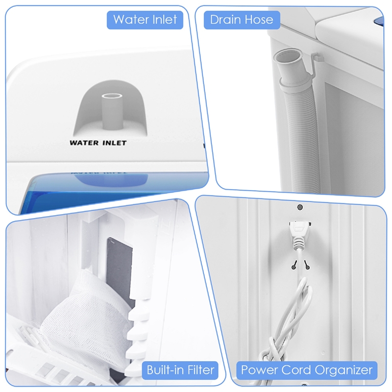 Portable Mini Twin Tub Washing Machine Spin Dryer White