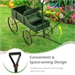 Garden Plant Planter Wooden Wagon Planter W/ Wheel Green