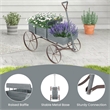 Garden Plant Planter Wooden Wagon Planter W/ Wheel Gray