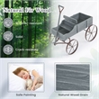 Garden Plant Planter Wooden Wagon Planter W/ Wheel Gray