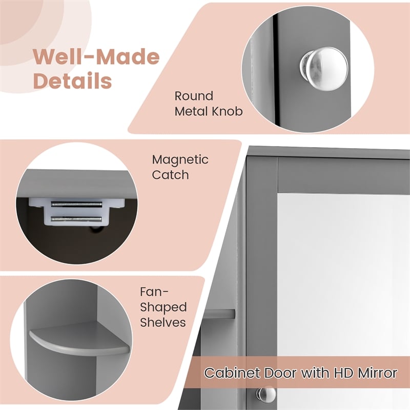 Mount Wall Surface Bathroom Storage Cabinet Mirror Gray