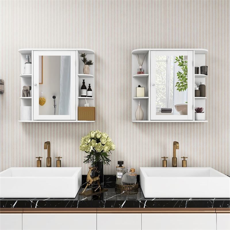 Mount Wall Surface Bathroom Storage Cabinet Mirror White