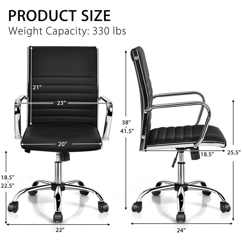 Set of 4 PU Leather Conference Office Chair Black