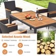 7 PCS Outdoor Dining Set with Umbrella Hole Brown Natural