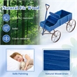 Garden Plant Planter Wooden Wagon Planter W/ Wheel Blue