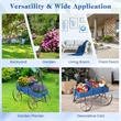 Garden Plant Planter Wooden Wagon Planter W/ Wheel Blue