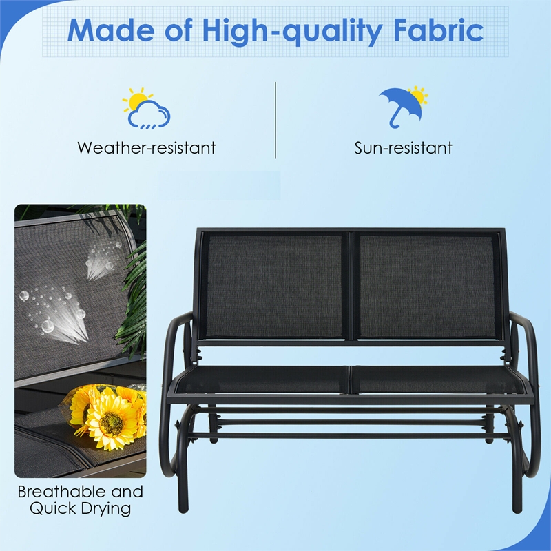 Patio Swing Glider Bench Loveseat Rocking Chair Black
