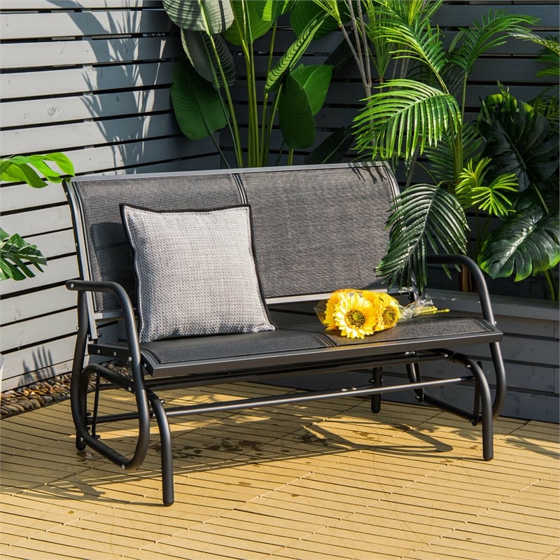 Patio Swing Glider Bench Loveseat Rocking Chair Black