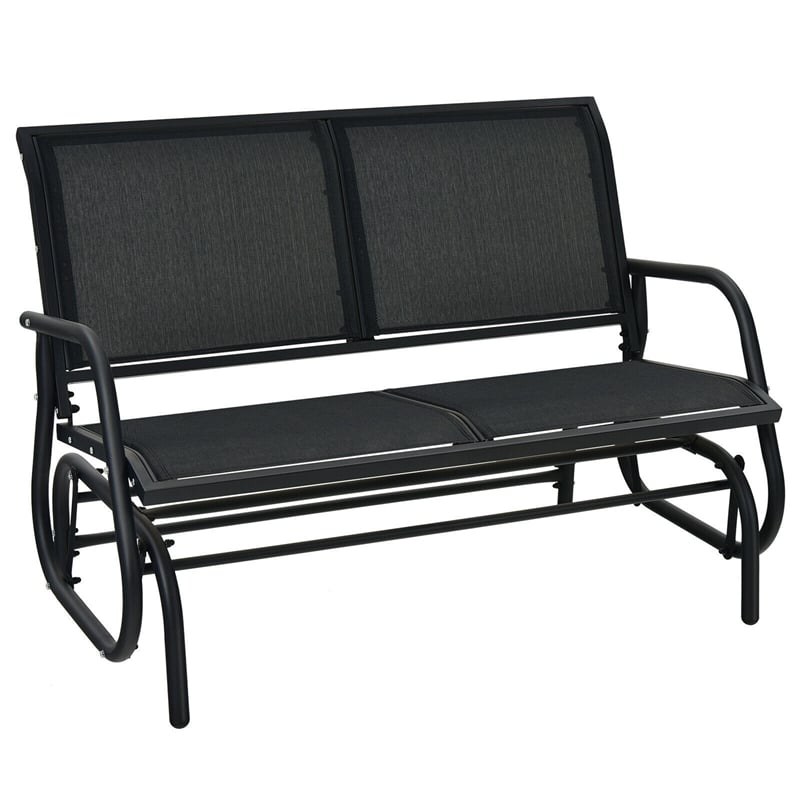 Patio Swing Glider Bench Loveseat Rocking Chair Black