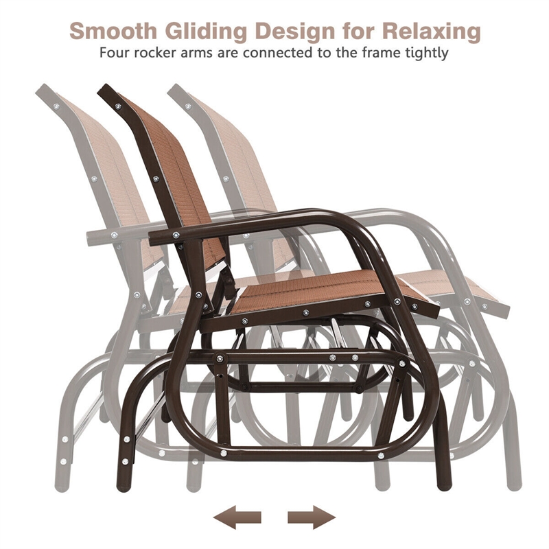 Patio Swing Glider Bench Loveseat Rocking Chair Brown