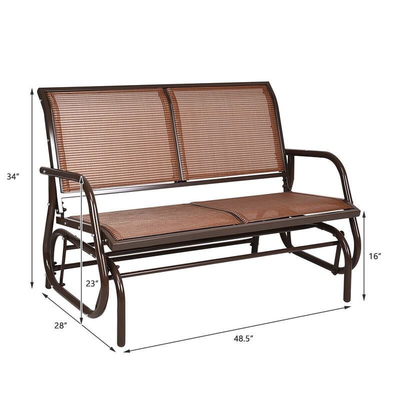 Patio Swing Glider Bench Loveseat Rocking Chair Brown