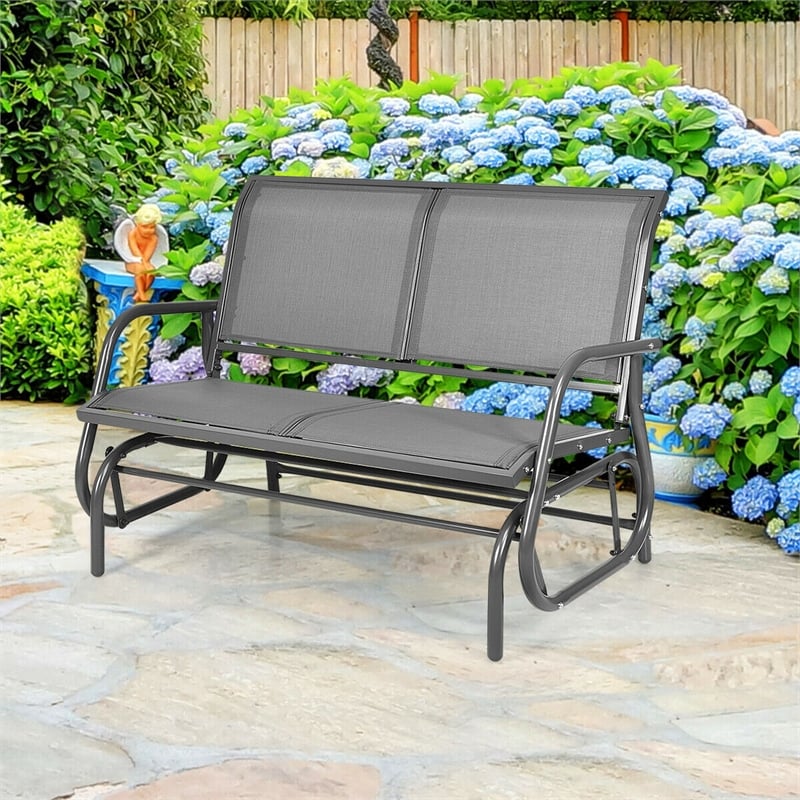 Patio Swing Glider Bench Loveseat Rocking Chair Gray